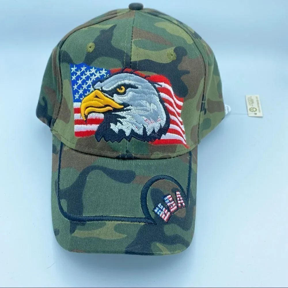 American Eagle Camo Patriotic Baseball Cap By Amrita Singh